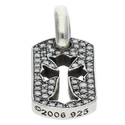 Chrome Hearts Tiny Cutout Cross Pave Diamond Dog Tag Charm