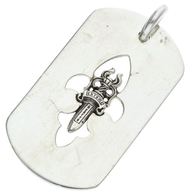 Chrome Hearts Flare Dagger Dog Tag Silver Pendant