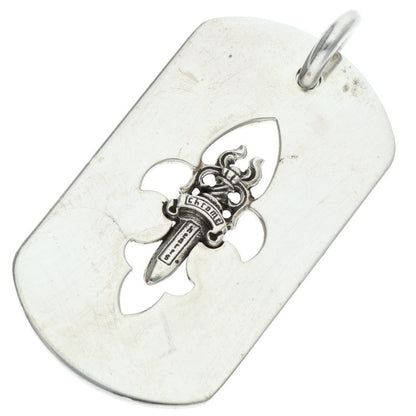 Chrome Hearts Flare Dagger Dog Tag Silver Pendant