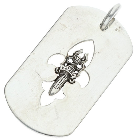 Chrome Hearts Flare Dagger Dog Tag Silver Pendant