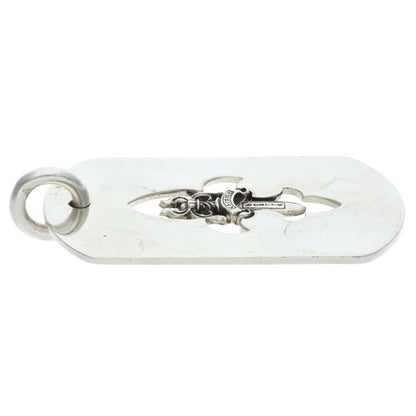 Chrome Hearts Flare Dagger Dog Tag Silver Pendant