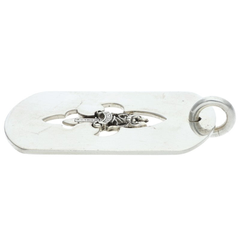 Chrome Hearts Flare Dagger Dog Tag Silver Pendant