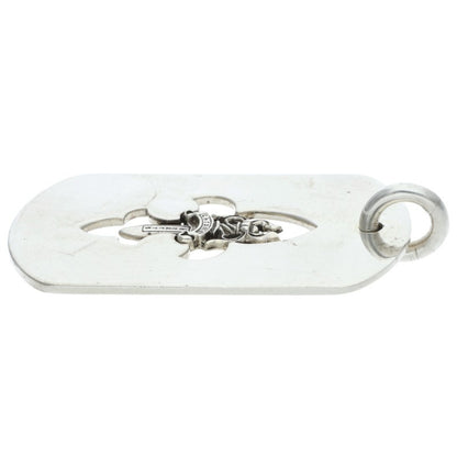 Chrome Hearts Flare Dagger Dog Tag Silver Pendant