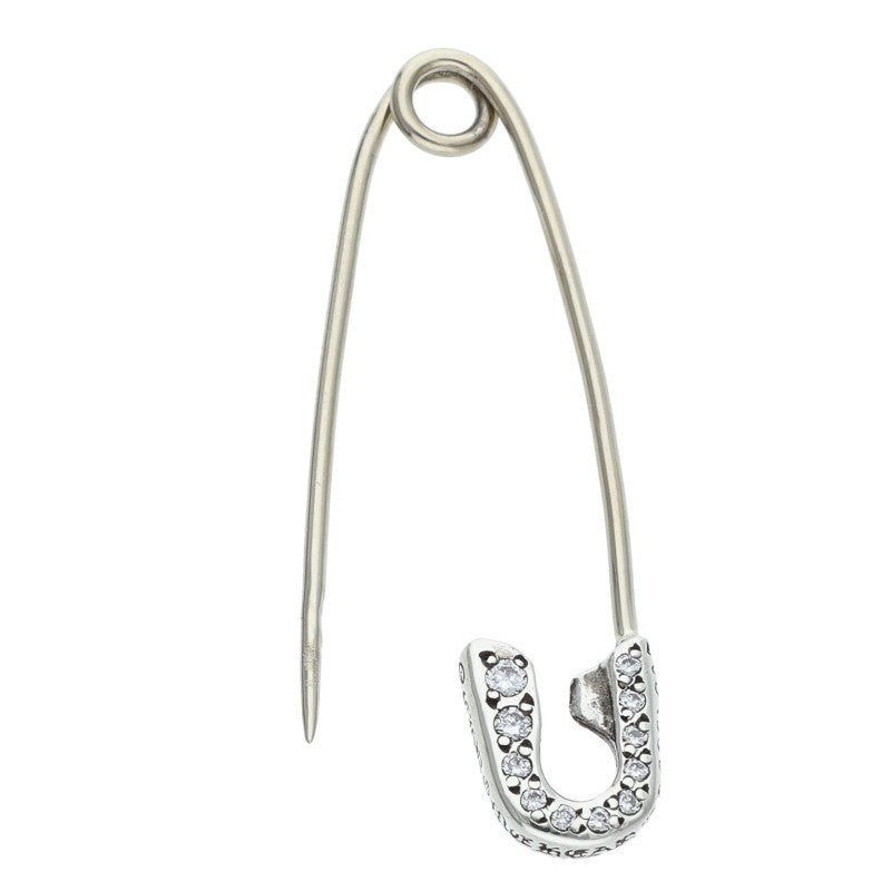 Chrome Hearts Small Safety Pin Pave Diamond Necklace