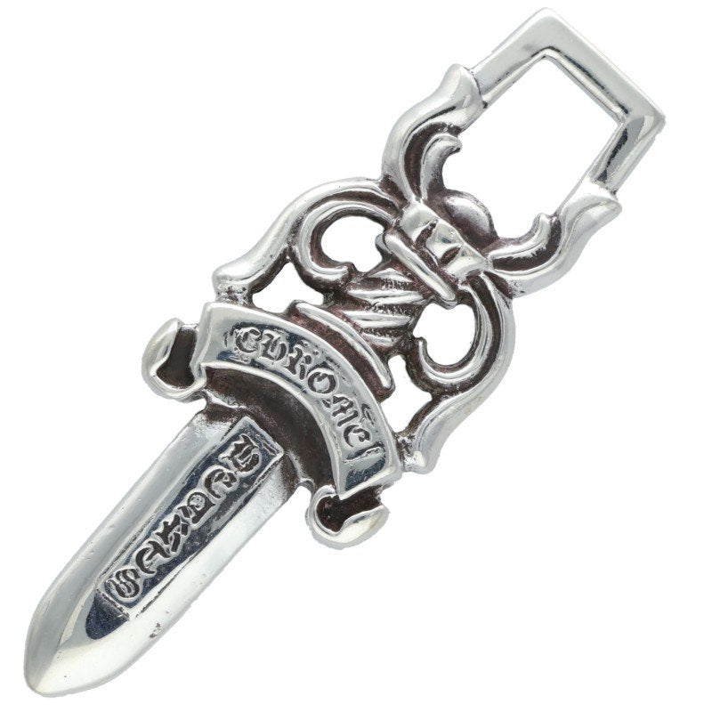 Chrome Hearts #10 Dagger Old Silver Pendant Necklace