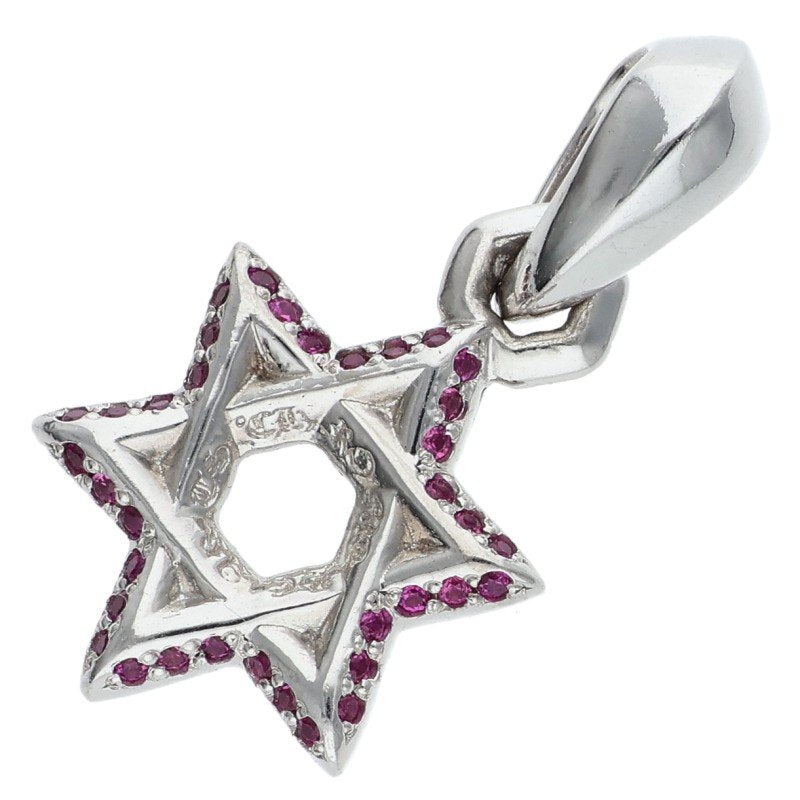 Chrome Hearts 18K Star of David Pave Pink Sapphire Charm
