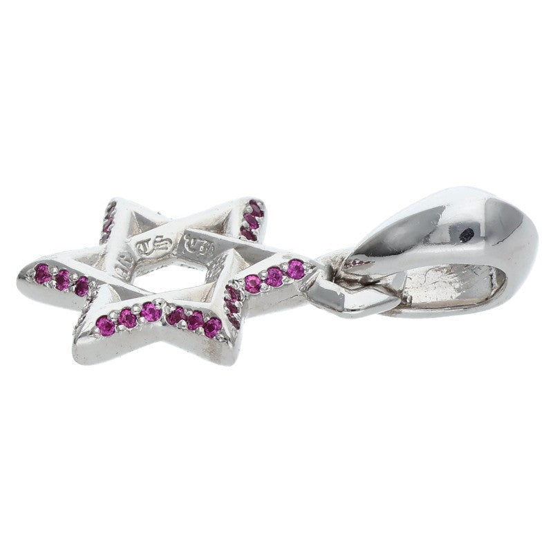 Chrome Hearts 18K Star of David Pave Pink Sapphire Charm