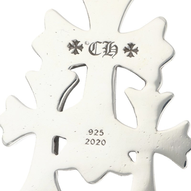 Chrome Hearts Triple CH Cross Small Silver Necklace