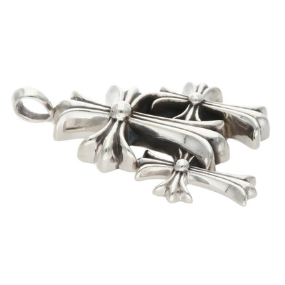 Chrome Hearts Triple CH Cross Small Silver Necklace