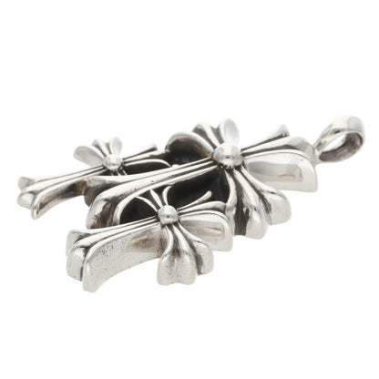 Chrome Hearts Triple CH Cross Small Silver Necklace