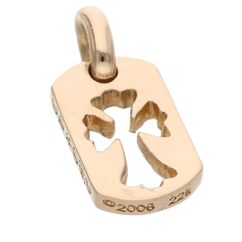 Chrome Hearts 22K Tiny Cutout Cross Dog Tag Charm Yellow
