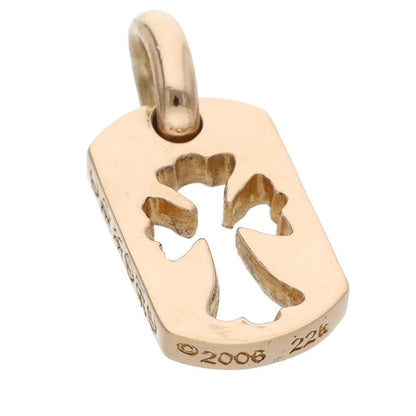 Chrome Hearts 22K Tiny Cutout Cross Dog Tag Charm Yellow