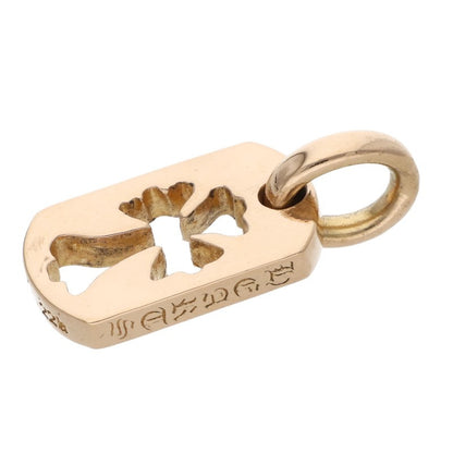 Chrome Hearts 22K Tiny Cutout Cross Dog Tag Charm Yellow