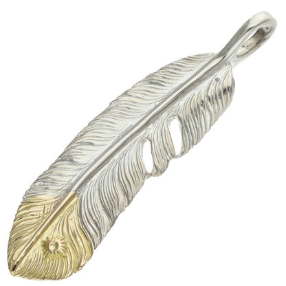 ARIZONA FREEDOM Gold Tip Feather Necklace Silver Size 70MM