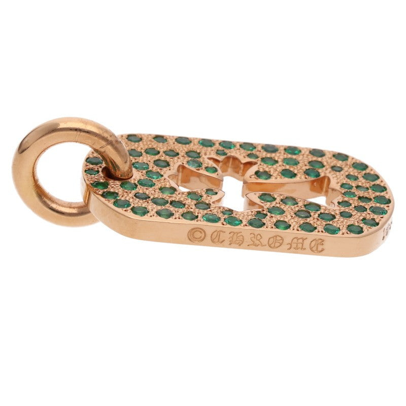Chrome Hearts 22K Small Dog Tag Emerald Pave Necklace Top