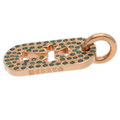 Chrome Hearts 22K Small Dog Tag Emerald Pave Necklace Top