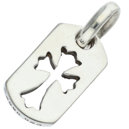 Chrome Hearts Tiny Cutout Cross Dog Tag Silver Charm
