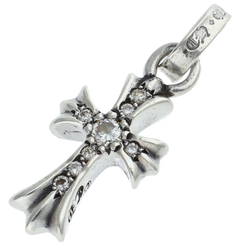 Chrome Hearts Baby Fat Cross PAVE Dia Silver Pendant