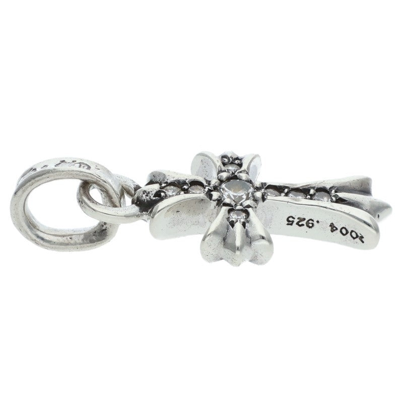 Chrome Hearts Baby Fat Cross PAVE Dia Silver Pendant