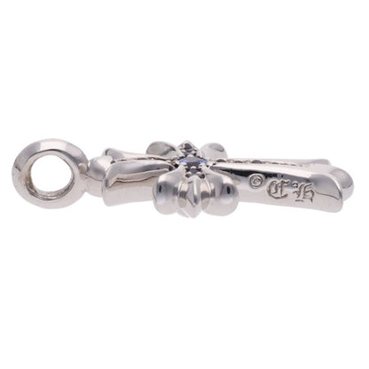 Chrome Hearts 18K Tiny Fat Cross Pave Sapphire Necklace