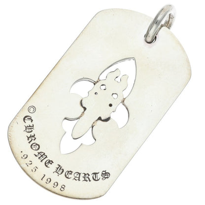 Chrome Hearts 925 Silver Fleur Dagger Dog Tag Necklace