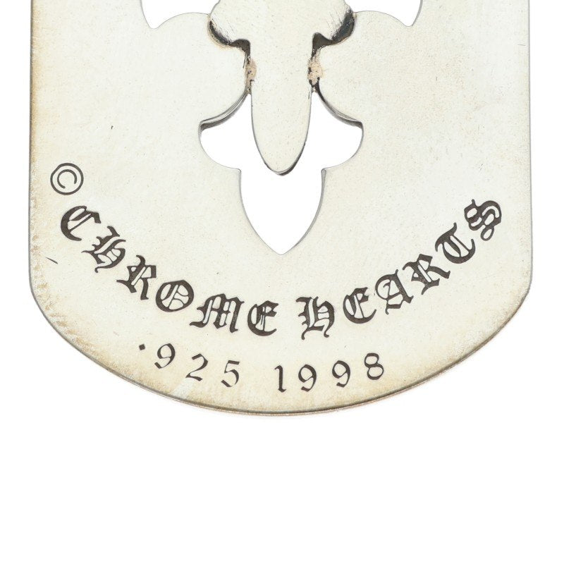 Chrome Hearts 925 Silver Fleur Dagger Dog Tag Necklace