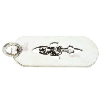 Chrome Hearts 925 Silver Fleur Dagger Dog Tag Necklace