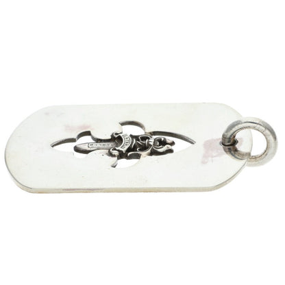 Chrome Hearts 925 Silver Fleur Dagger Dog Tag Necklace