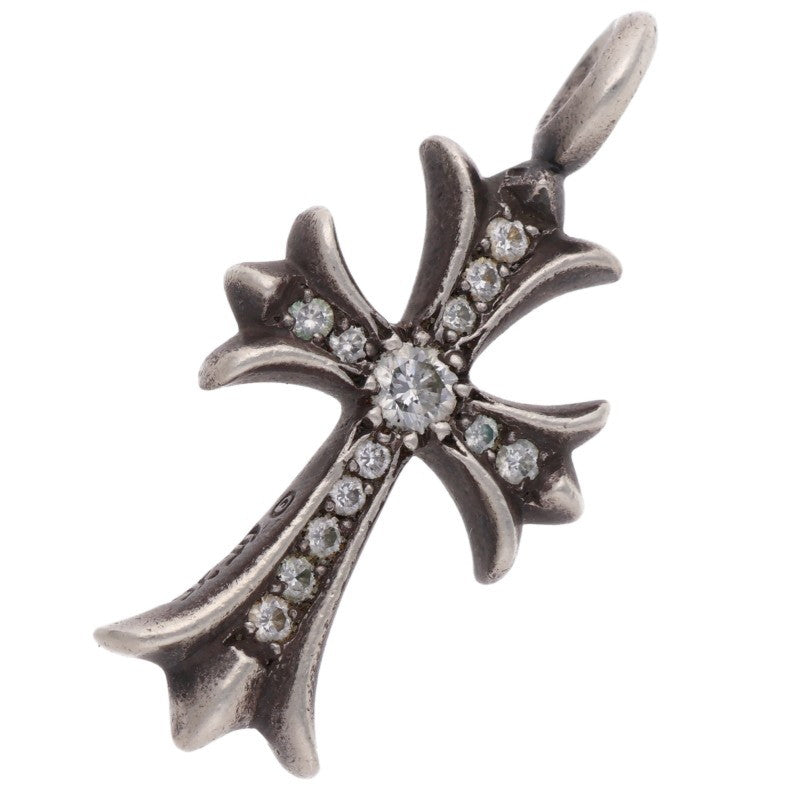 Chrome Hearts Tiny Fat Cross PAVE Diamond Pendant Silver