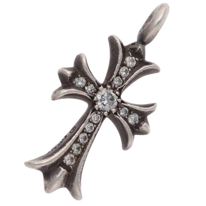 Chrome Hearts Tiny Fat Cross PAVE Diamond Pendant Silver