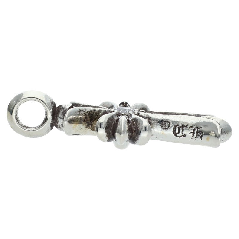 Chrome Hearts 925 Silver Tiny Fat Cross Pave Diamond Pendant