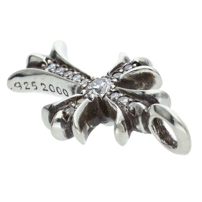 Chrome Hearts 925 Silver Tiny Fat Cross Pave Diamond Pendant