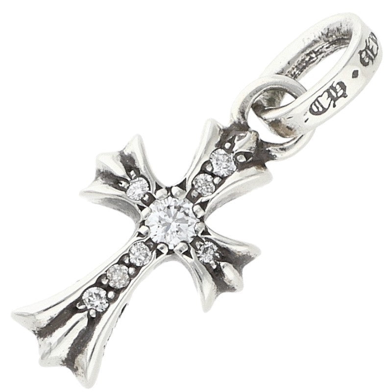 Chrome Hearts Baby Fat Cross PAVE Dia Silver Pendant Multi