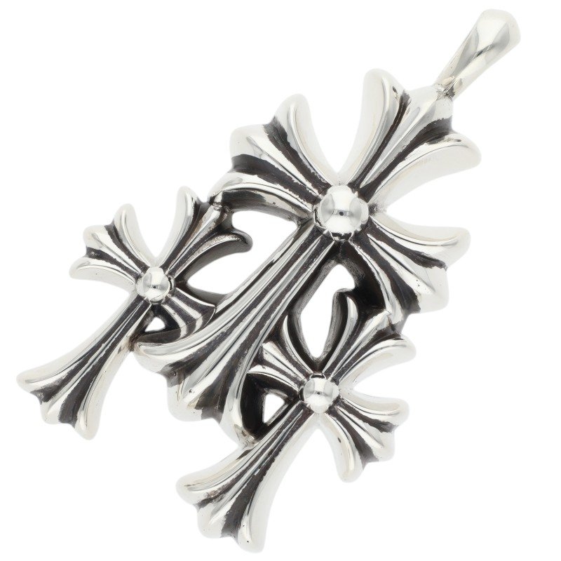 Chrome Hearts 3 CH CRS SML Triple Cross Silver Pendant