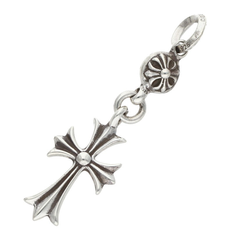 Chrome Hearts 1 Ball Tiny CH Cross Charm Necklace Silver