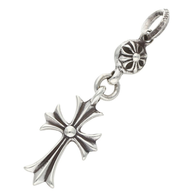Chrome Hearts 1 Ball Tiny CH Cross Charm Necklace Silver