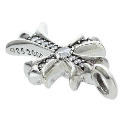 Chrome Hearts Tiny Fat Cross Pave Diamond Silver Pendant