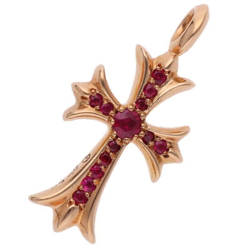 Chrome Hearts 22K Tiny Fat Cross Pave Ruby Necklace Multi