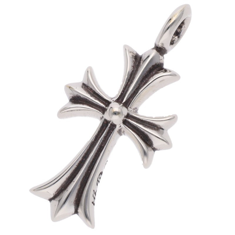 Chrome Hearts Tiny Fat Cross Pave Diamond Silver Necklace
