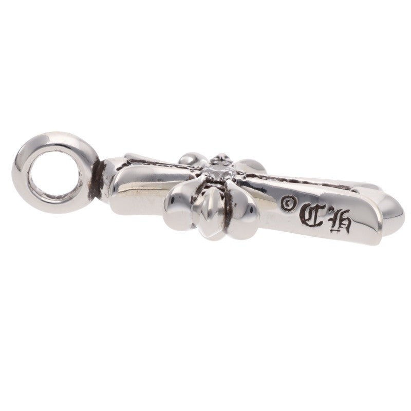 Chrome Hearts Tiny Fat Cross Pave Diamond Silver Necklace