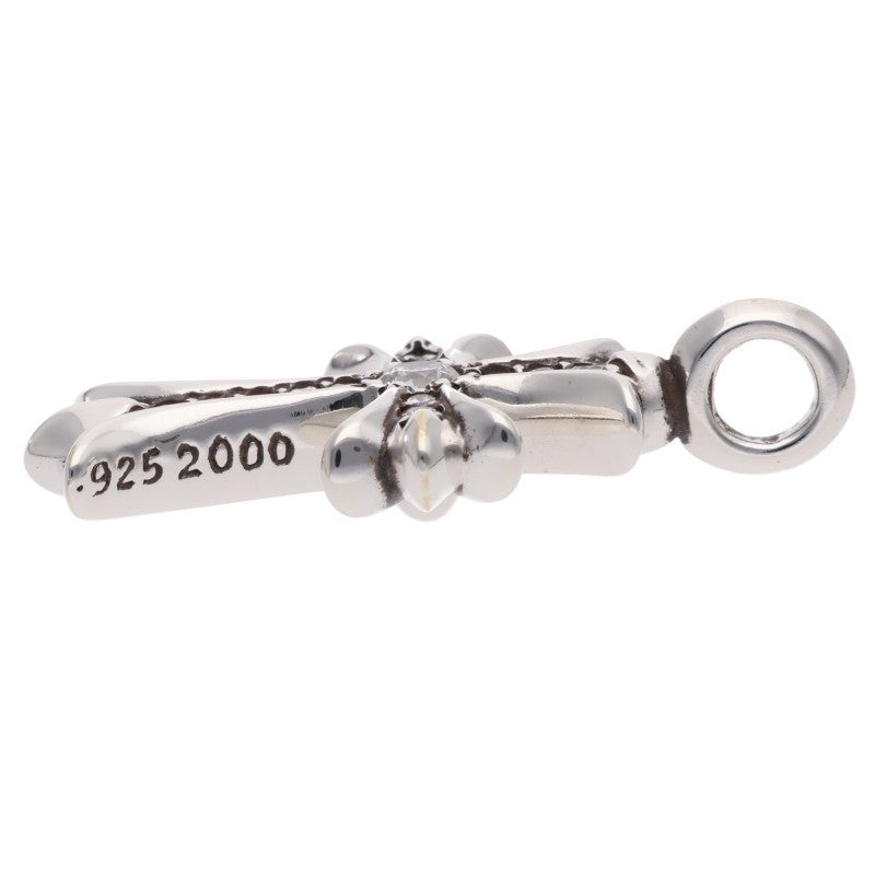 Chrome Hearts Tiny Fat Cross Pave Diamond Silver Necklace