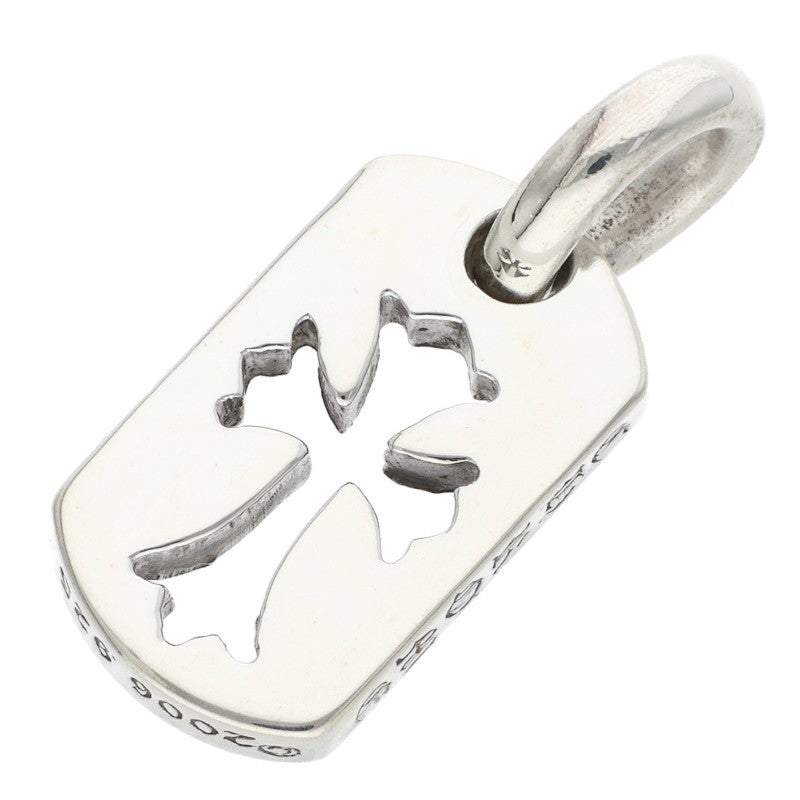 Chrome Hearts Tiny Cutout Cross Dog Tag Silver Charm