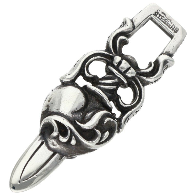 Chrome Hearts Dagger Heart Sterling Silver Necklace Pendant
