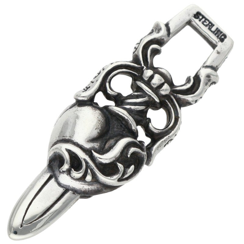 Chrome Hearts Dagger Heart Sterling Silver Necklace Pendant
