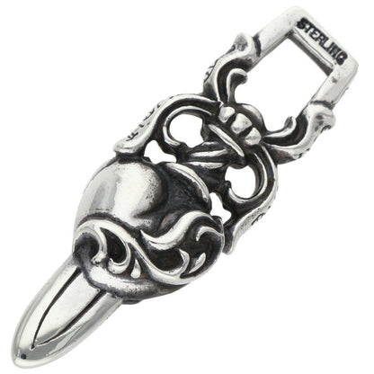 Chrome Hearts Dagger Heart Sterling Silver Necklace Pendant