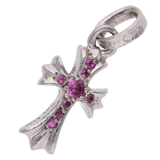 Chrome Hearts 18KWG Baby Fat Pave Pink Sapphire Pendant