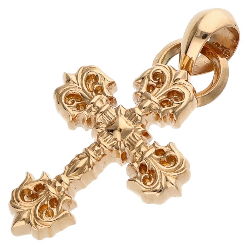 Chrome Hearts 22K Gold Filigree Cross-XSM Necklace Top