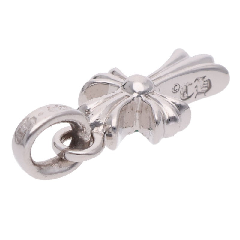 Chrome Hearts 18KWG Baby Fat Cross PAVE Emerald Pendant