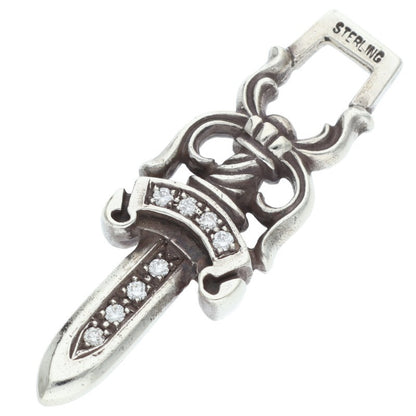 Chrome Hearts Pave Diamond Dagger Pendant Silver
