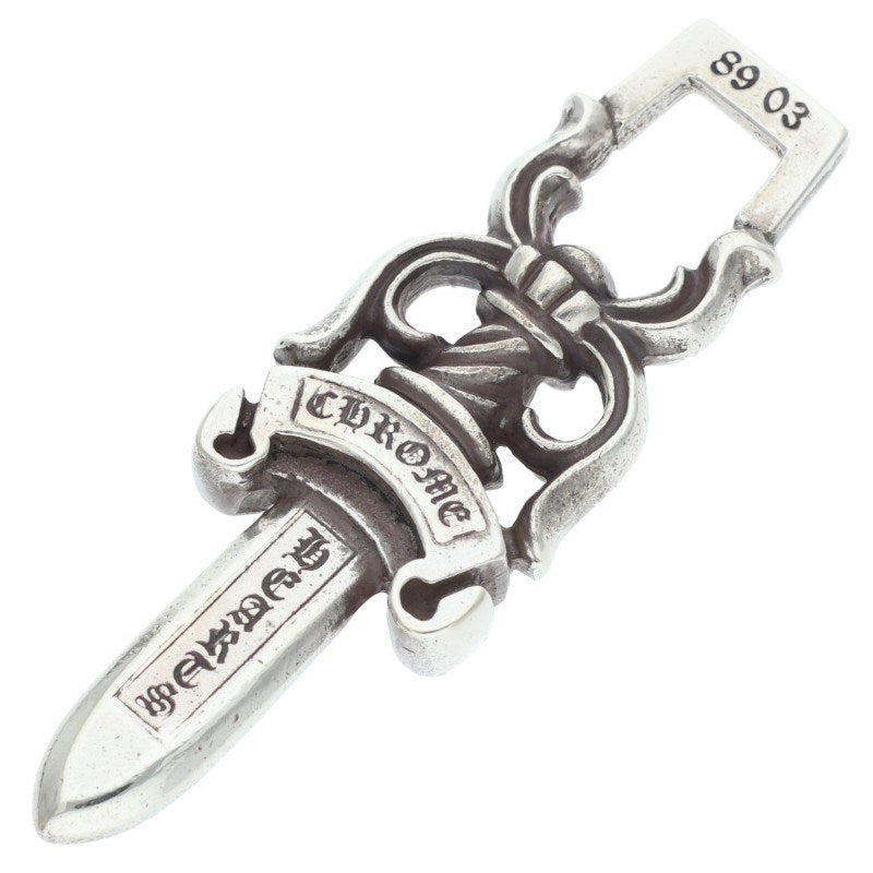 Chrome Hearts Pave Diamond Dagger Pendant Silver